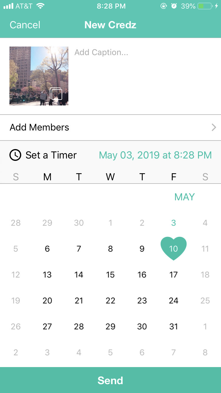 Calendar and Timer in Choosing Credz App