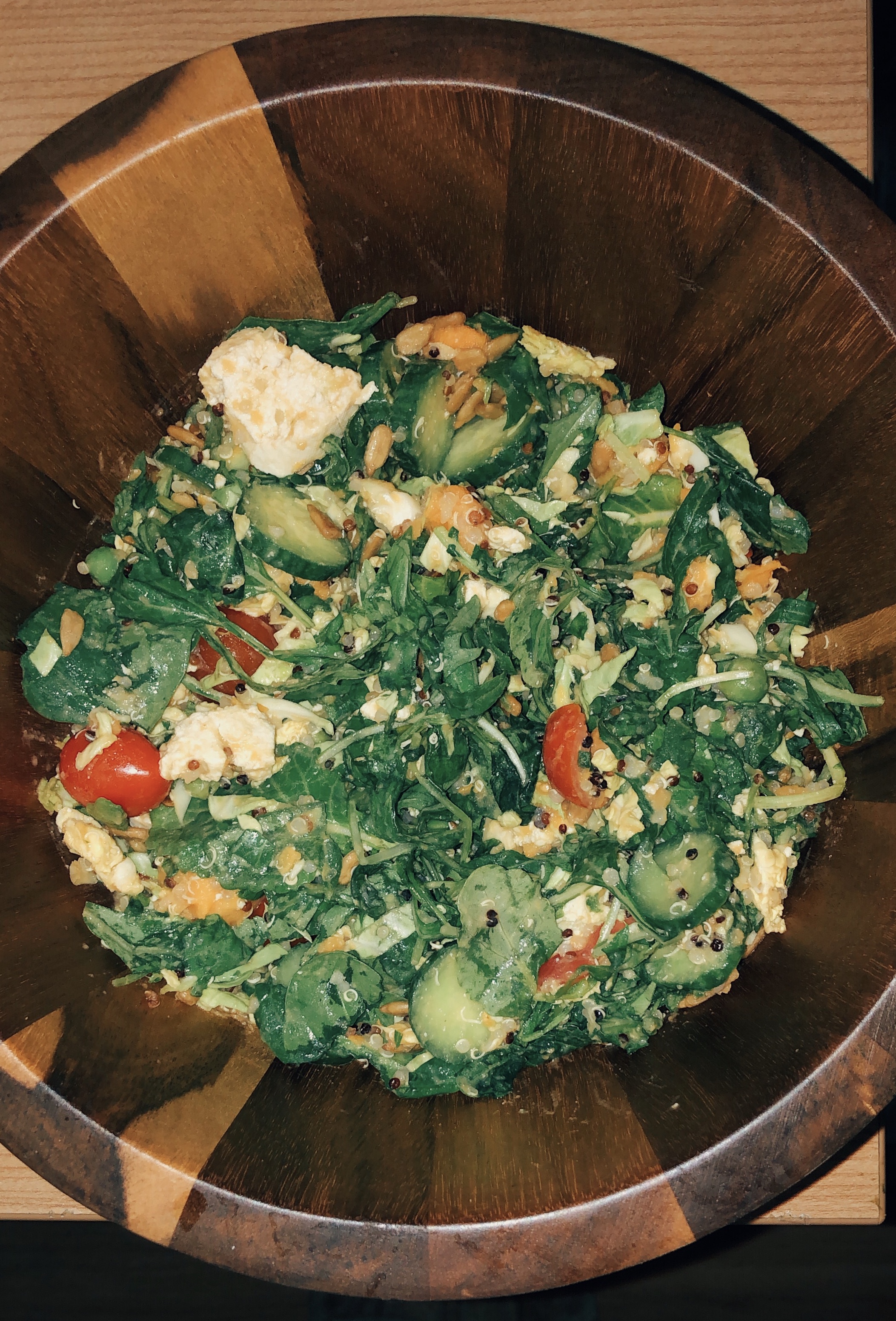 Green salad with tofu and sweet potato