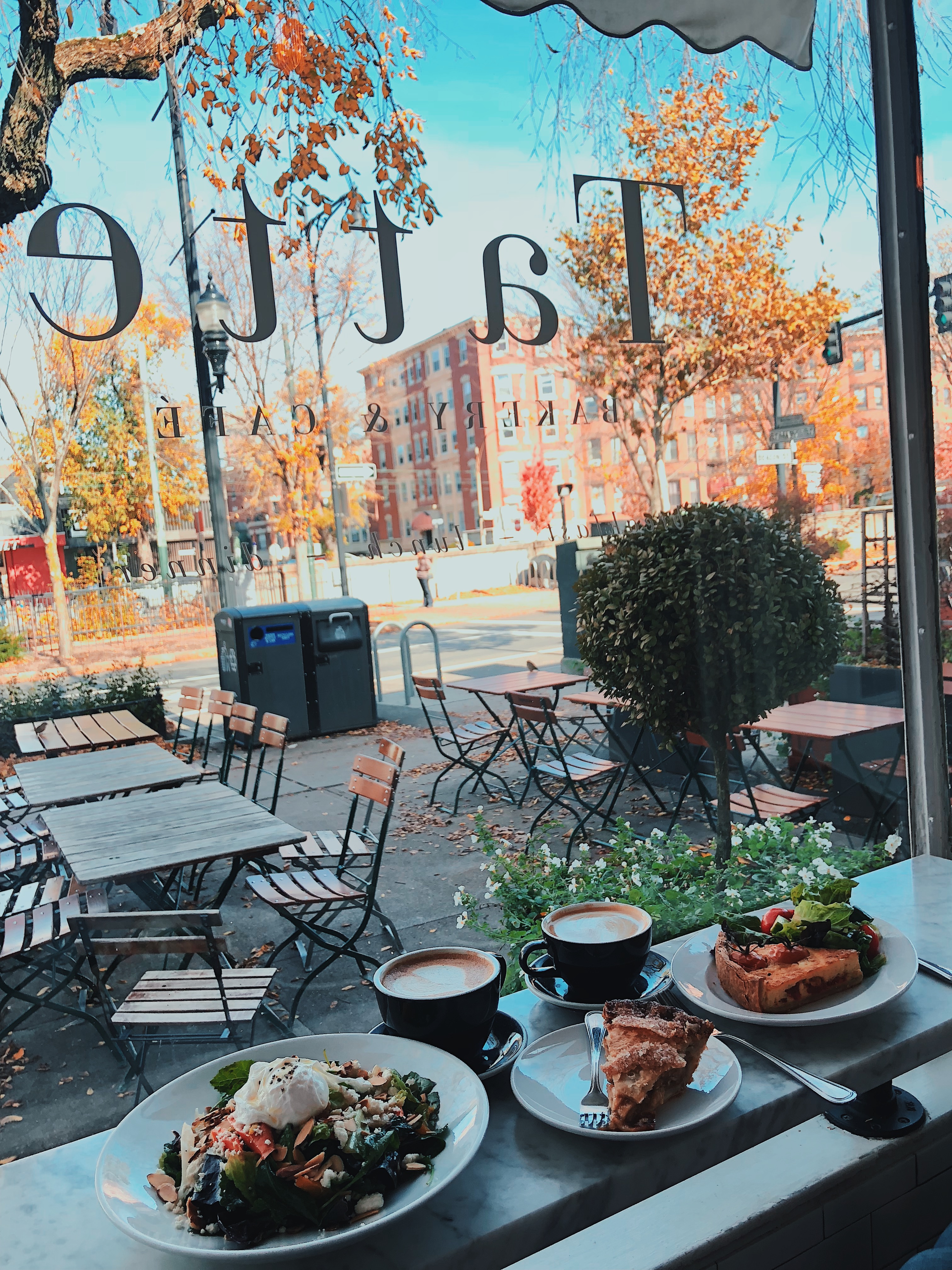 Salad, Coffee, Breakfast, and Pastries